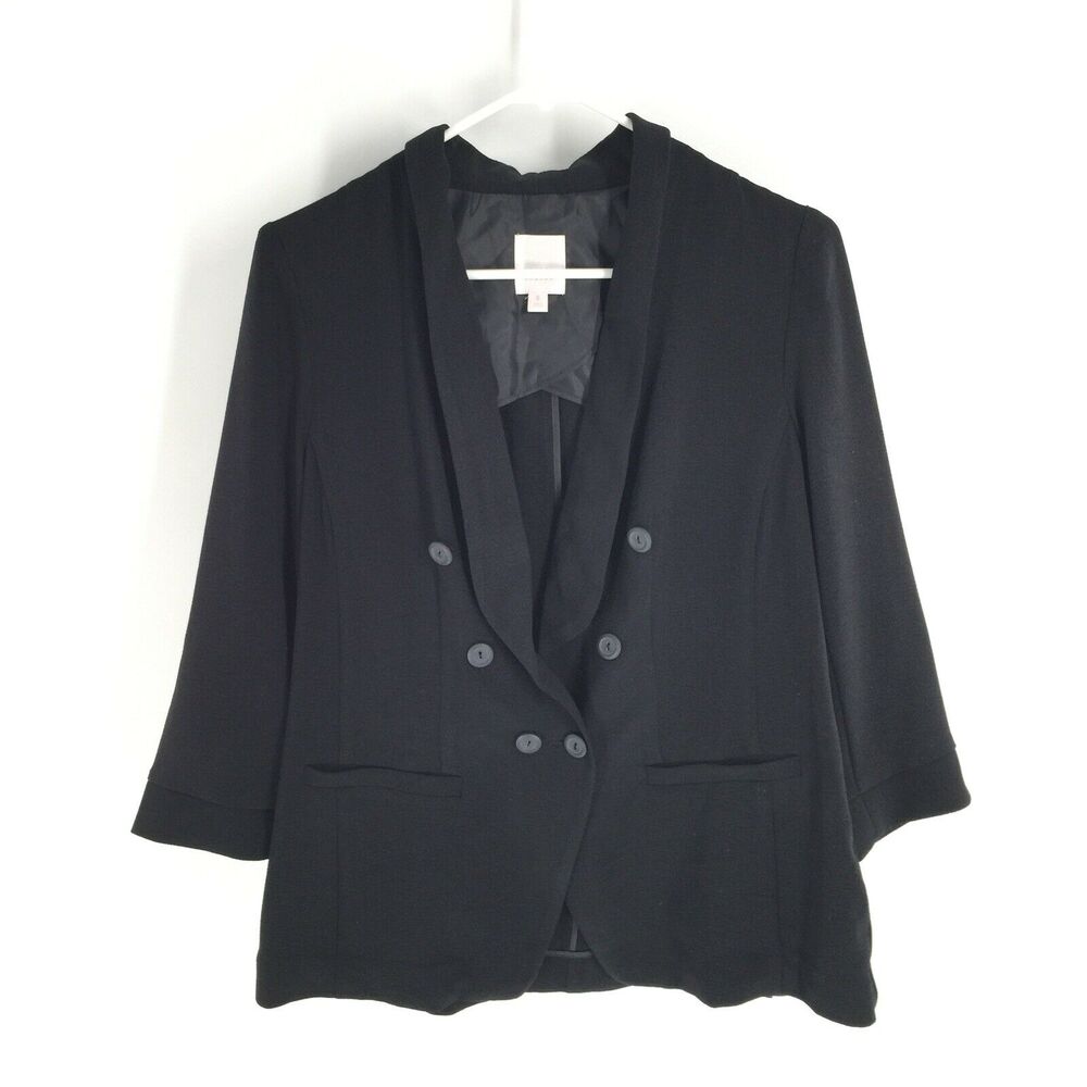 LC Lauren Conrad Oversized Slouch Blazer Size 8 Womens Solid Black Career Jacket